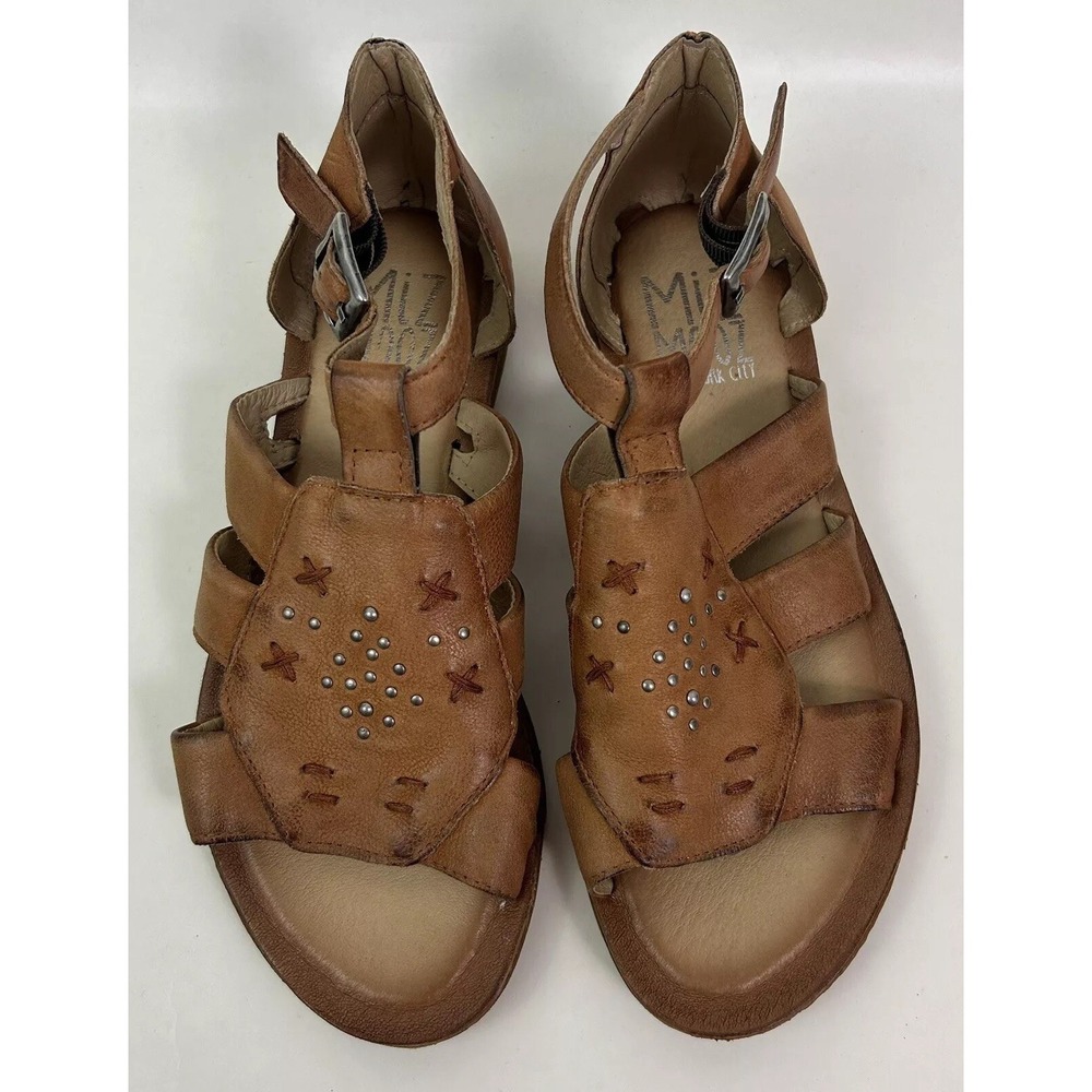 Miz Mooz Sandal Women's Size 39/9 Fascinate Brown Leather Open Toe Buckle Shoes